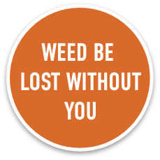 sticker reading "weed be lost without you"